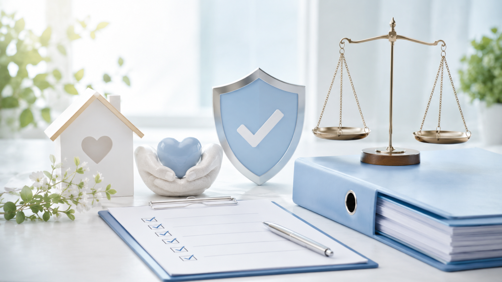 盾や天秤で法令遵守を表現したイメージ